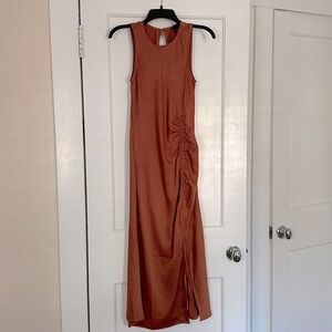 House of Harlow 1960 orange slip dress with ruching drawstring